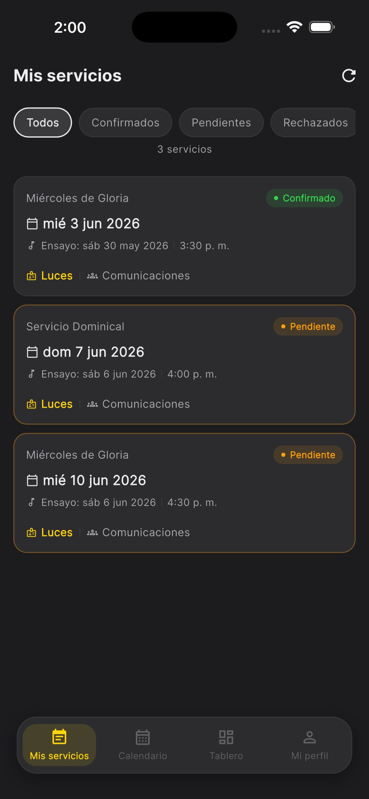 Members App — Mis servicios